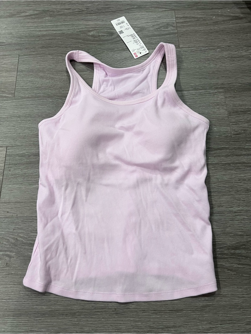 Uniqlo build in bra tank Ribbed Racerback Tank Top - Light Pink L